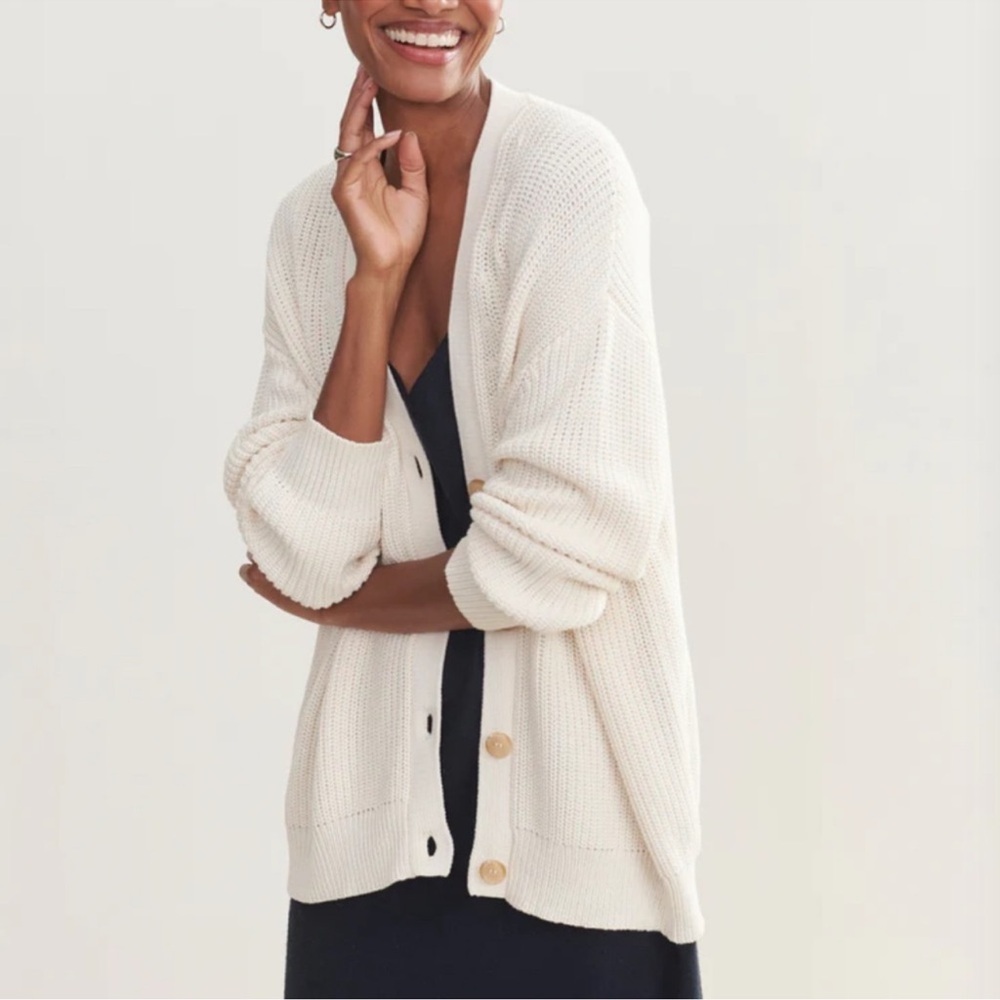 Michael Michael Kors Cream Button Front Longline Cardigan – Size Small